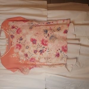 Floral Peach Short Sleeve Blouse by CATO